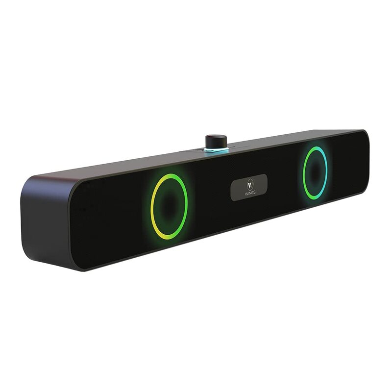 Wings Centerstage 120, 16W Soundbar, with 5.0 Bluetooth, 6.5 Hours Playtime and 2500mAh Battery Capacity, LED Lights Wireless Speaker Wings Centerstage 120, 16W Soundbar, with 5.0 Bluetooth, 6.5 Hours Playtime and 2500mAh Battery Capacity, LED Lights Wireless Speaker