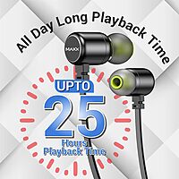 Maxx NX2 Wireless Bluetooth in Ear Neckband Earphone, Rapid Charge, Magnetic Buds Upto 25Hrs Playtime,Dual Pairing Wireless (Black)