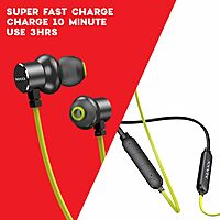 Maxx NX9 Wireless Bluetooth in Ear Neckband Earphones with Magnetic Buds, Upto 25 Hours Playtime, IPX6 Water Resistance, Advanced 5.2 for Seamless Connectivity (Black & Green)