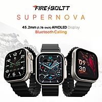 Fire-Boltt Supernova- 45.2mm AMOLED Display, 500 NITS Brightness, 368 * 448 px Resolution, Bluetooth Calling, 123 Sports Modes, Voice Assistant, Inbuilt Games Fire-Boltt Supernova- 45.2mm AMOLED Display, 500 NITS Brightness, 368 * 448 px Resolution, Bluetooth Calling, 123 Sports Modes, Voice Assistant, Inbuilt Games