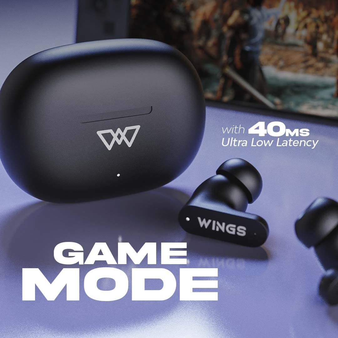 Wings Phantom 315 Wireless in Ear Earphones with 40 Hours of Battery Backup, Low Latency 40 ms, Wireless Headphones with ENC mics, Bluetooth 5.3 TWS