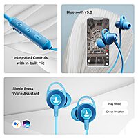 Boat Rockerz 245v2 Bluetooth Wireless in Ear Earphones with Upto 8 Hours Playback, 12mm Drivers, IPX5, Magnetic Eartips, Integrated Controls and Lightweight Design with Mic (Navy Blue)