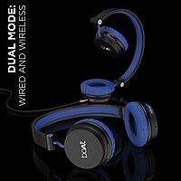 boAt Rockerz 400 Bluetooth On Ear Headphones With Mic With Upto 8 Hours Playback & Soft Padded Ear Cushions(Black/Blue)