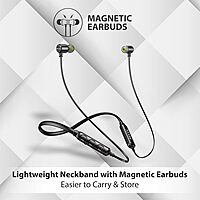 Maxx NX2 Wireless Bluetooth in Ear Neckband Earphone, Rapid Charge, Magnetic Buds Upto 25Hrs Playtime,Dual Pairing Wireless (Black)