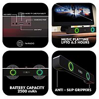 Wings Centerstage 120, 16W Soundbar, with 5.0 Bluetooth, 6.5 Hours Playtime and 2500mAh Battery Capacity, LED Lights Wireless Speaker Wings Centerstage 120, 16W Soundbar, with 5.0 Bluetooth, 6.5 Hours Playtime and 2500mAh Battery Capacity, LED Lights Wireless Speaker